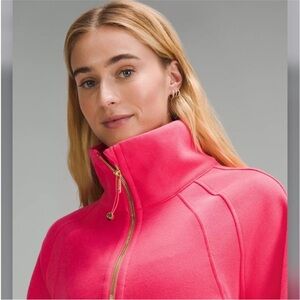 Lululemon scuba oversized funnel-neck half zip pink gold